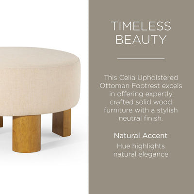 Maven Lane Contemporary Upholstered Ottoman w/Natural Wood Finish(Open Box) - VMInnovations