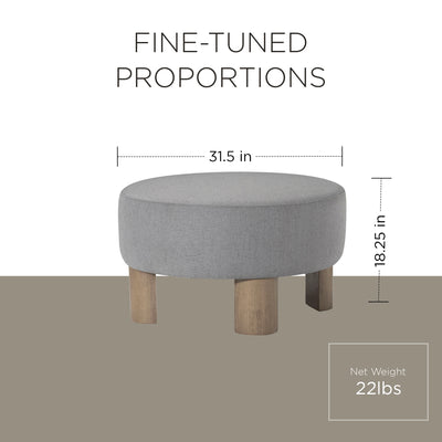 Maven Lane Celia Upholstered Ottoman with Refined Grey Wood Finish (Open Box) - VMInnovations