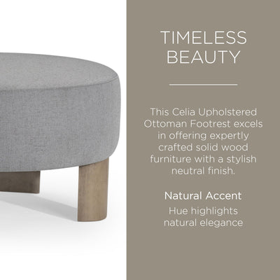 Maven Lane Celia Contemporary Upholstered Ottoman with Refined Grey Wood Finish - VMInnovations