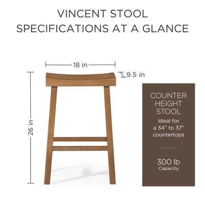 Maven Lane Vincent Wooden Rustic Aesthetic Kitchen Counter Stool, Antiqued Natural Finish - VMInnovations