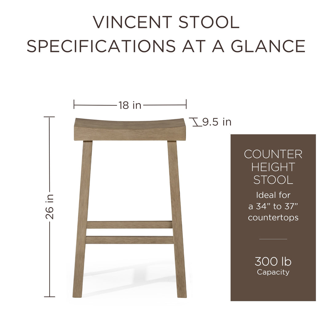 Maven Lane Vincent Wooden Rustic Aesthetic Counter Stool, Set of 4 (Open Box) - VMInnovations