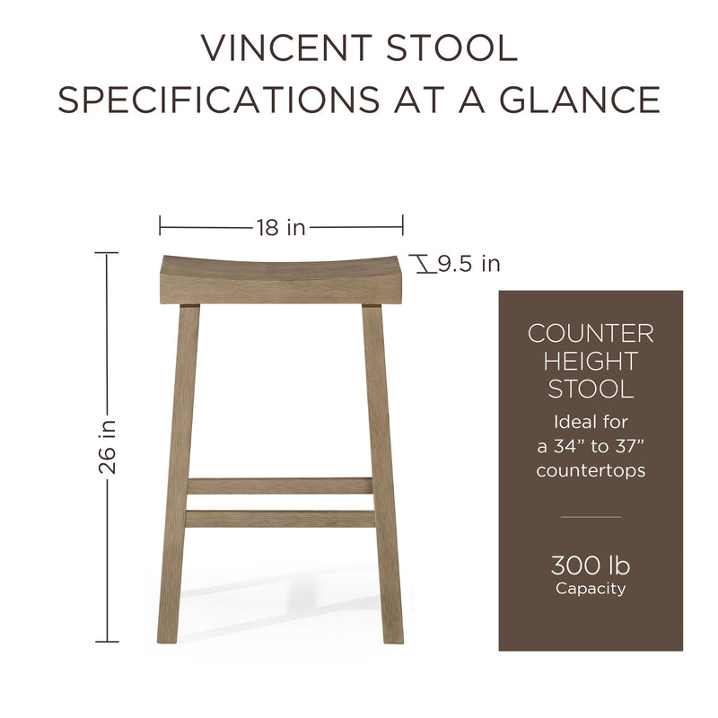 Maven Lane Vincent Wooden Rustic Aesthetic Kitchen Counter Stool, Antiqued Grey Finish