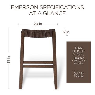 Maven Lane Bar Stool, Brown Wood Finish w/Marksman Vegan Leather (For Parts) - VMInnovations