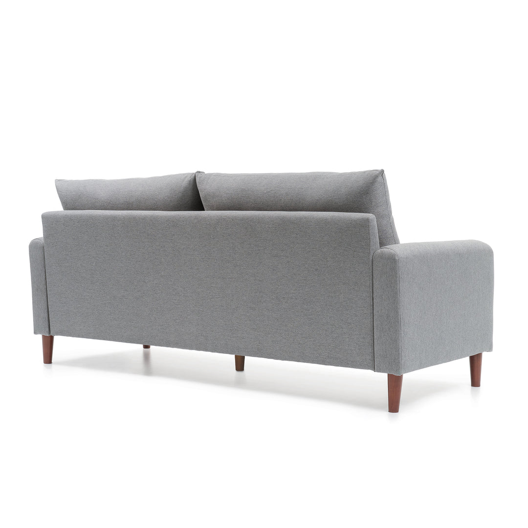 Mellow MAE Mid-Century Modern Curved Arm Sofa with Solid Wood Legs, Light Grey