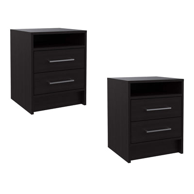 TUHOME Eter Nightstand Bedroom End Table with 2 Drawers, Espresso (2 Pack)