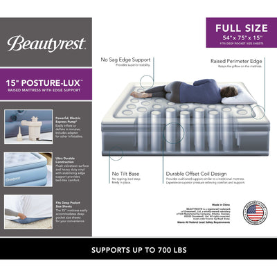 Simmons Beautyrest 15 Inch Express Bed Air Mattress and Pump, Full (Used) - VMInnovations