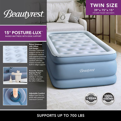 Simmons 15" Posture Lux Size Express Bed Air Mattress & Pump, Twin (Open Box) - VMInnovations