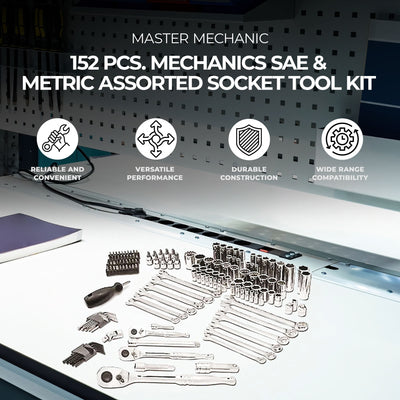 Master Mechanic 152pc Mechanics SAE & Metric Assorted Socket Tool Kit(For Parts)
