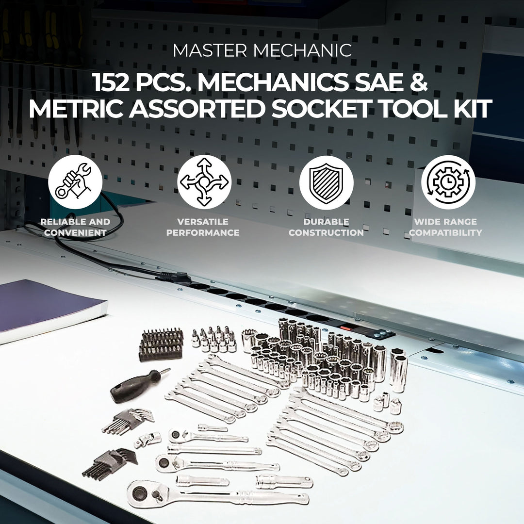 Master Mechanic 152pc Mechanics SAE & Metric Assorted Socket Tool Kit(For Parts)
