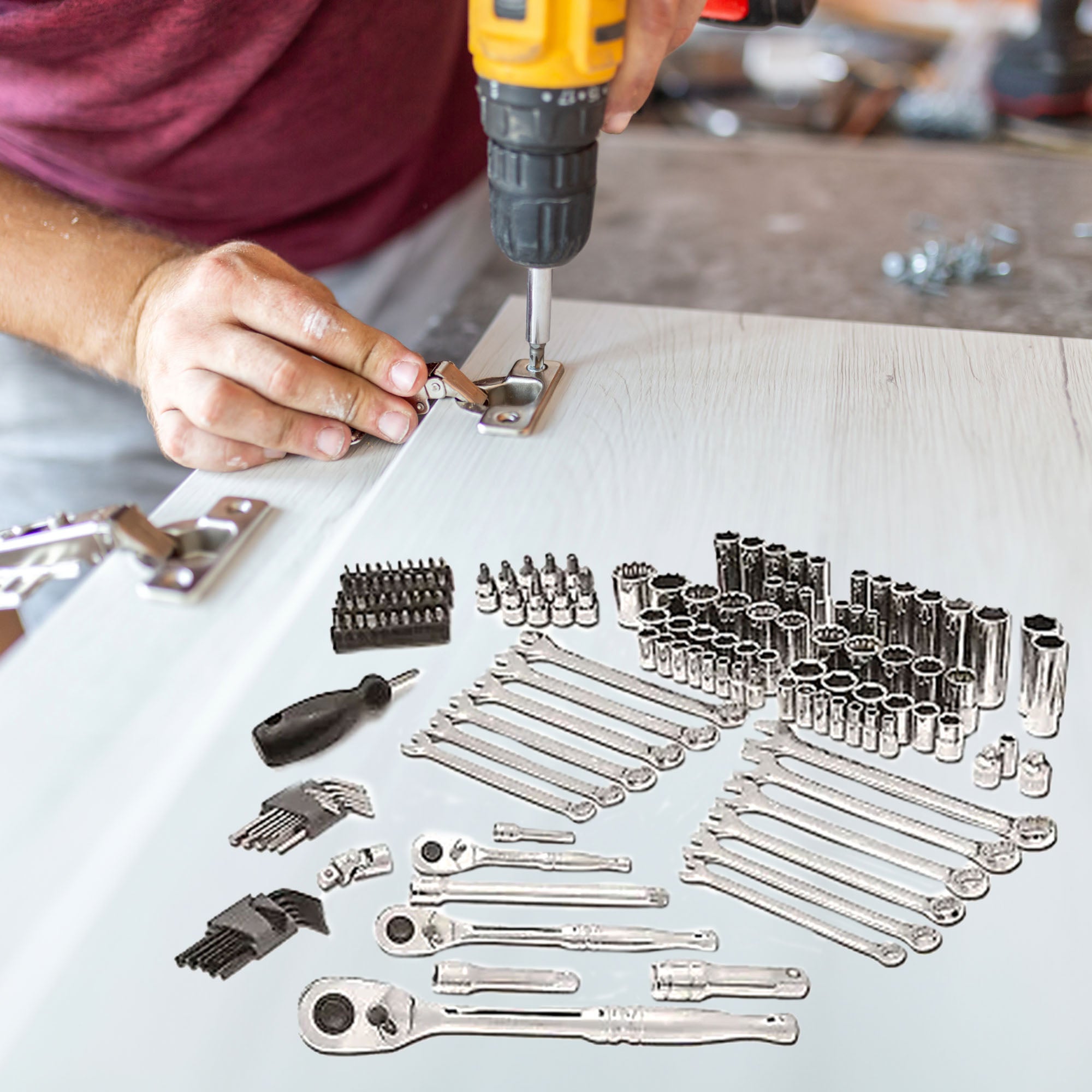 Master Mechanic 152 Piece Mechanics SAE and Metric Assorted Socket Tool Kit - VMInnovations