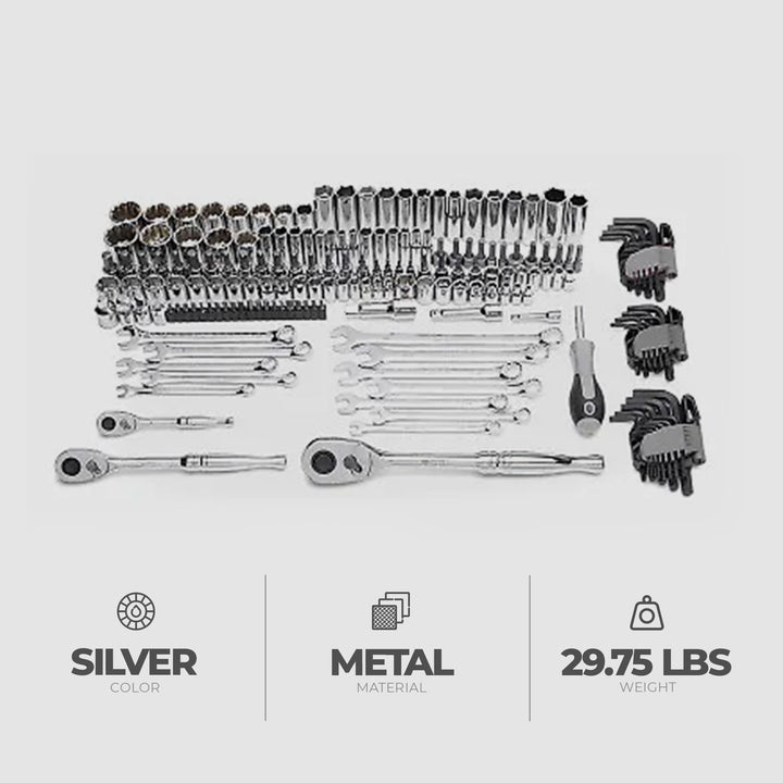 Master Mechanic 180 Piece Mechanics SAE and Metric Assorted Socket Tool Kit