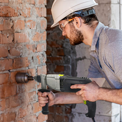Master Mechanic 7.5 Amp 0.5 Inch Hammer Drill w/ Soft Grip Handle & Metal Gauge - VMInnovations