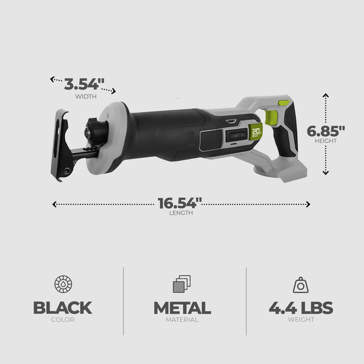 Master Mechanic 20 Volt Compact Cordless Reciprocating Saw with Electric Brake