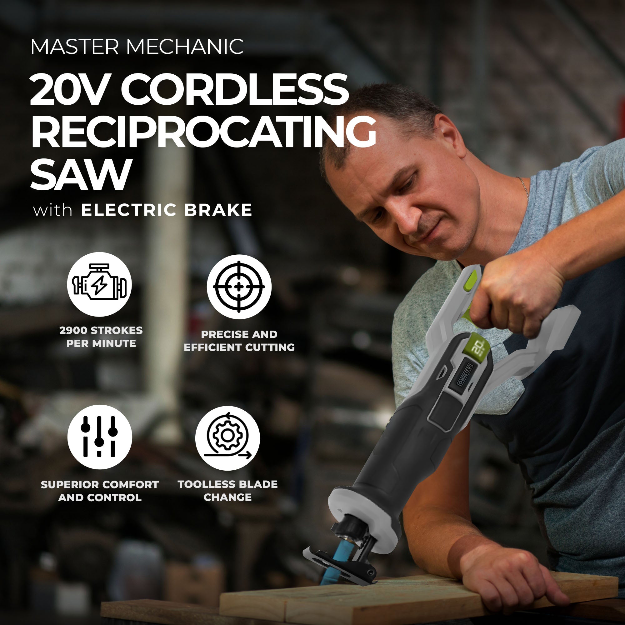 Master Mechanic 20 Volt Cordless Reciprocating Saw w/Electric Brake (Open Box) - VMInnovations