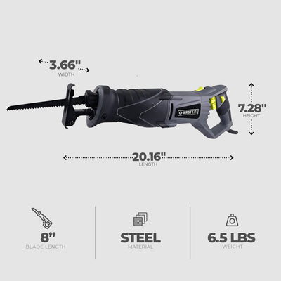 Master Mechanic Reciprocating Saw, 7-Amp Motor Toolless Blade Change, 0-2800 SPM - VMInnovations