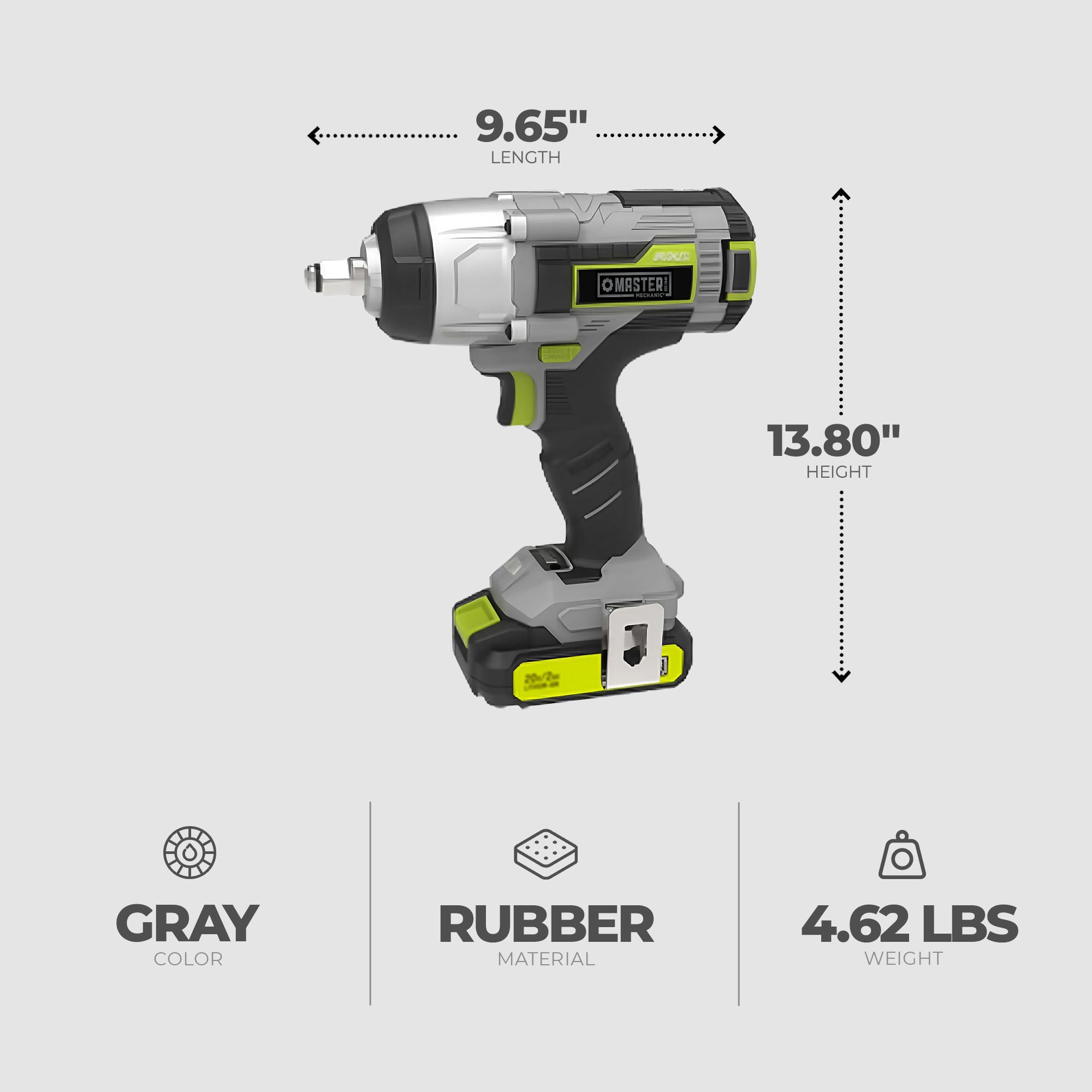 Master Mechanic 20 Volt Cordless Wrench Kit w/Brushless Motor, Grey (Open Box) - VMInnovations