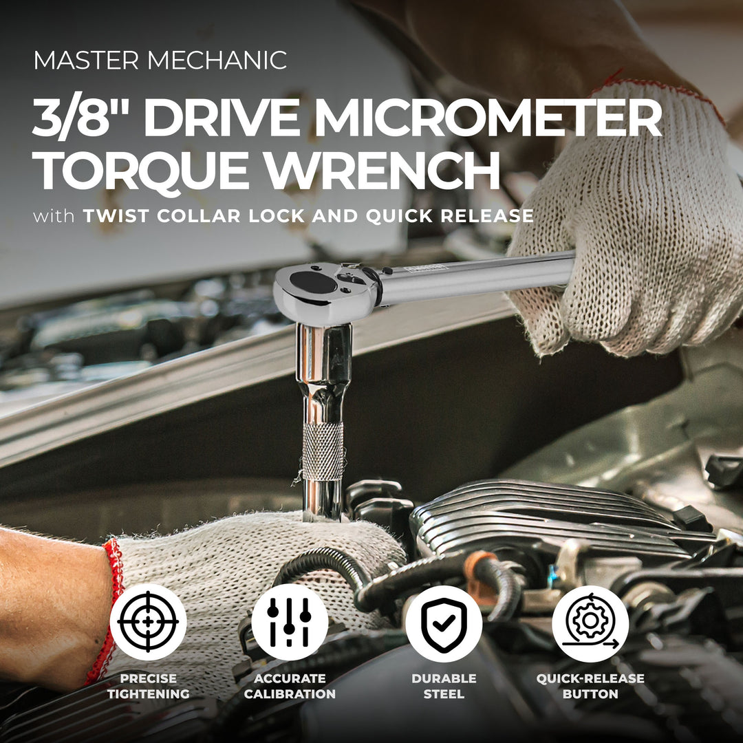 Master Mechanic 3/8" Drive High Accuracy Micrometer Torque Wrench (Open Box) - VMInnovations