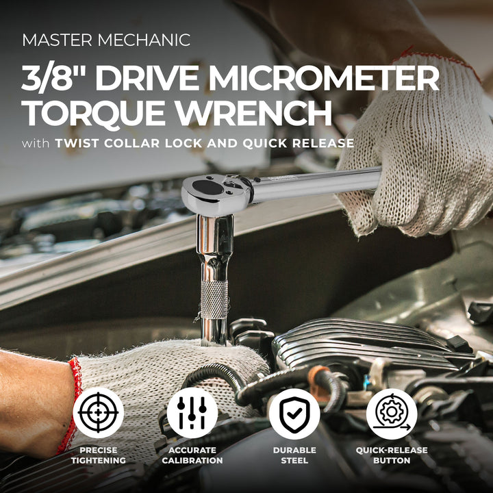 Master Mechanic 3/8" Drive High Accuracy Micrometer Torque Wrench (Open Box) - VMInnovations