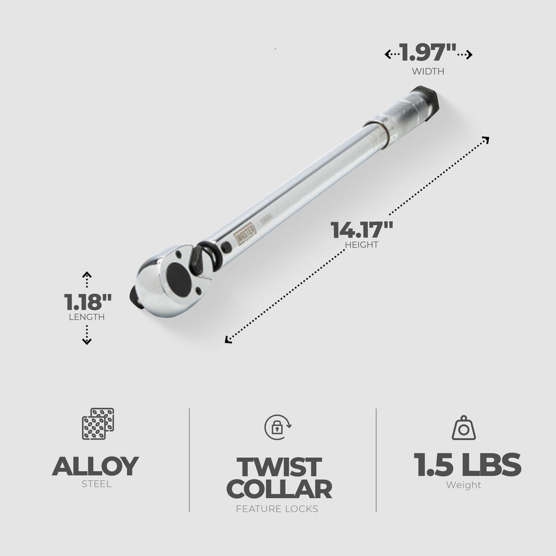 Master Mechanic 1/2" Drive High Accuracy Quick Release Micrometer Torque Wrench