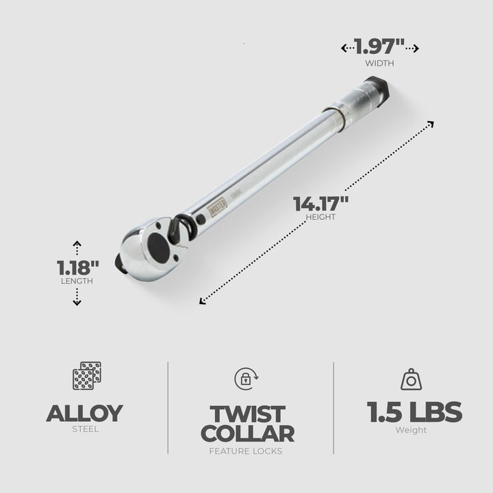 Master Mechanic 1/2" Drive High Accuracy Quick Release Micrometer Torque Wrench