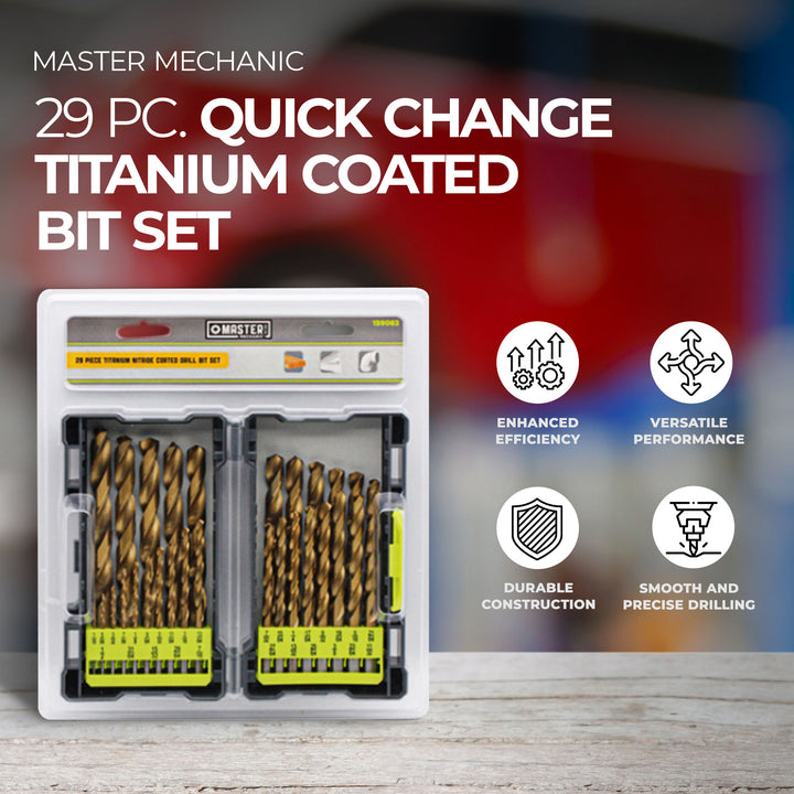 Master Mechanic 29 Piece Quick Change Titanium Coated Bit Set for Home Tools