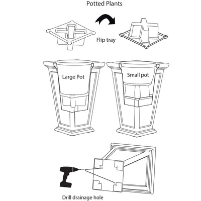 FCMP Outdoor 24-Inch Self Watering Pedestal Home Wicker Planter Set (Open Box) - VMInnovations