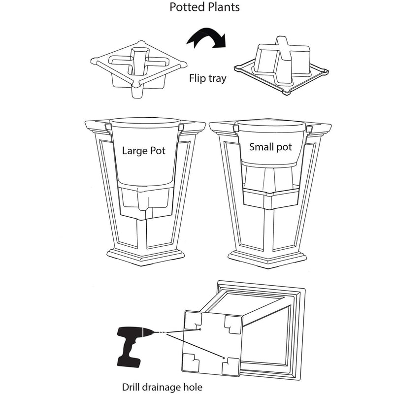 FCMP Outdoor 24-Inch Self Watering Pedestal Home Wicker Planter Set (Used)