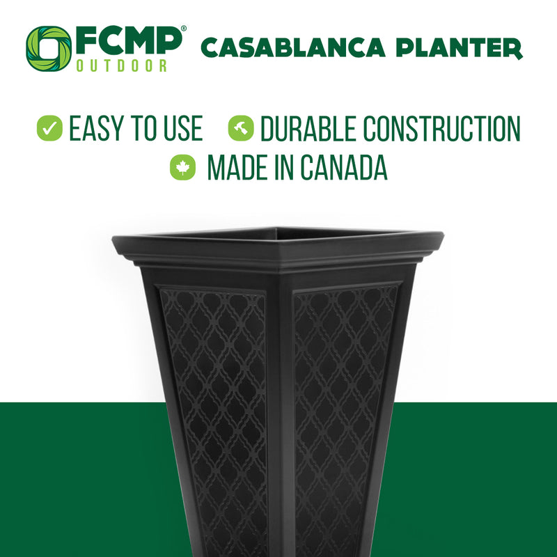 FCMP Outdoor Casablanca Resin 24" Self-Watering Pedestal Taper Planter, 2 Pack