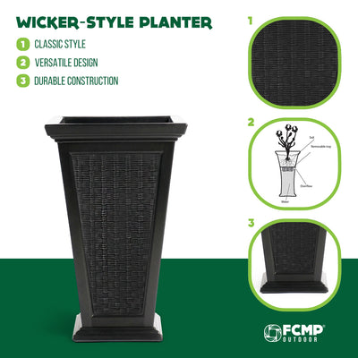 FCMP Outdoor 24-Inch Self Watering Pedestal Home Wicker Planter Set (Used) - VMInnovations