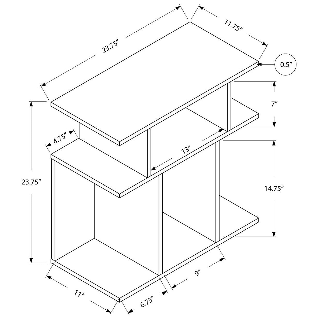Monarch Specialties 24 Inch Contemporary Design Accent Side Table (Open Box)