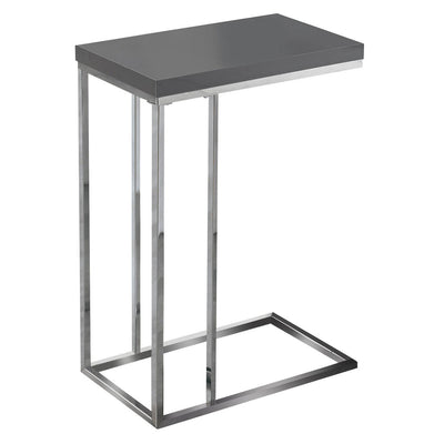 Monarch Specialties Accent Rectangular Side End Table, Glossy Gray (Used)