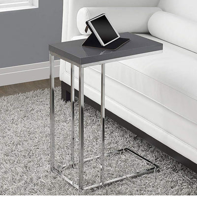 Monarch Specialties Contemporary Accent Rectangular Side End Table, Glossy Gray
