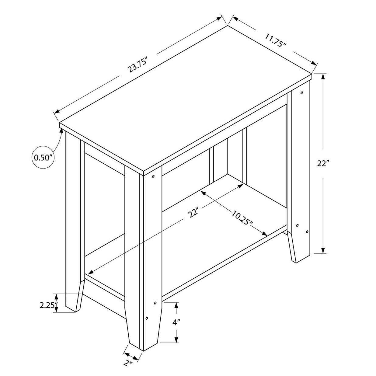 Monarch Specialties Contemporary Accent Rectangular Side End Table, Dark Taupe