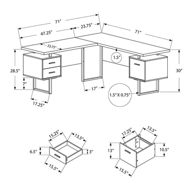 Monarch Specialties Left or Right Facing Modern Home Office Computer Desk, Grey