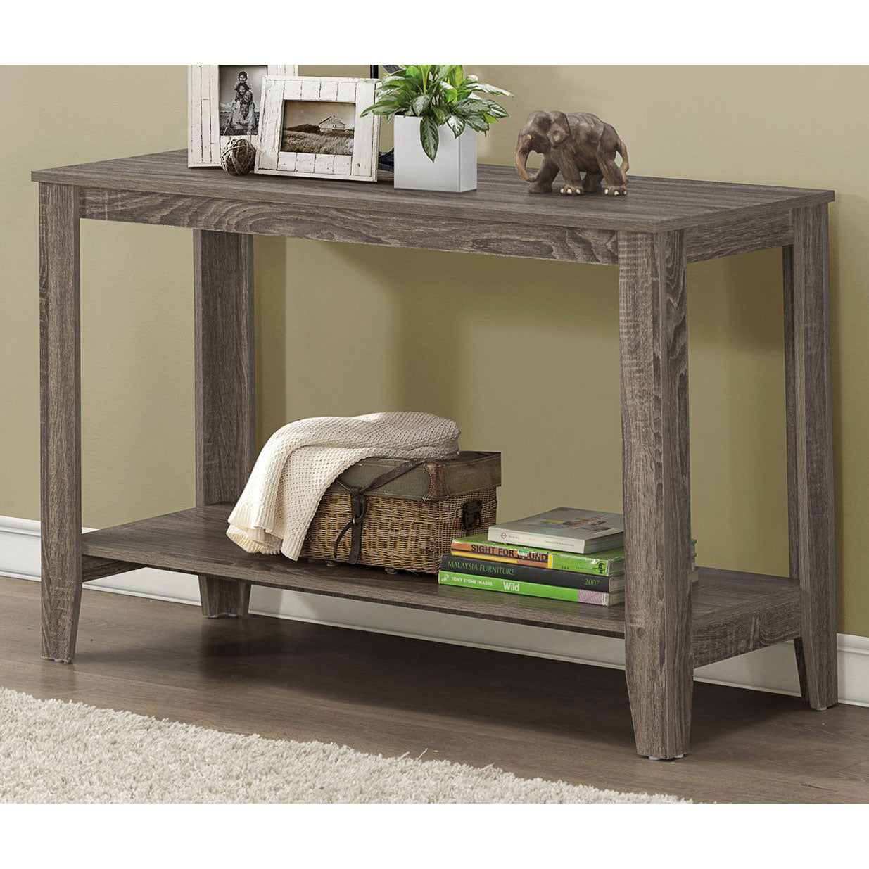 Monarch Specialties Contemporary Accent Rectangular Side End Table, Dark Taupe