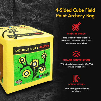 Morrell Double Duty 450 FPS 4 Sided Cube Field Point Archery Bag Target, Yellow