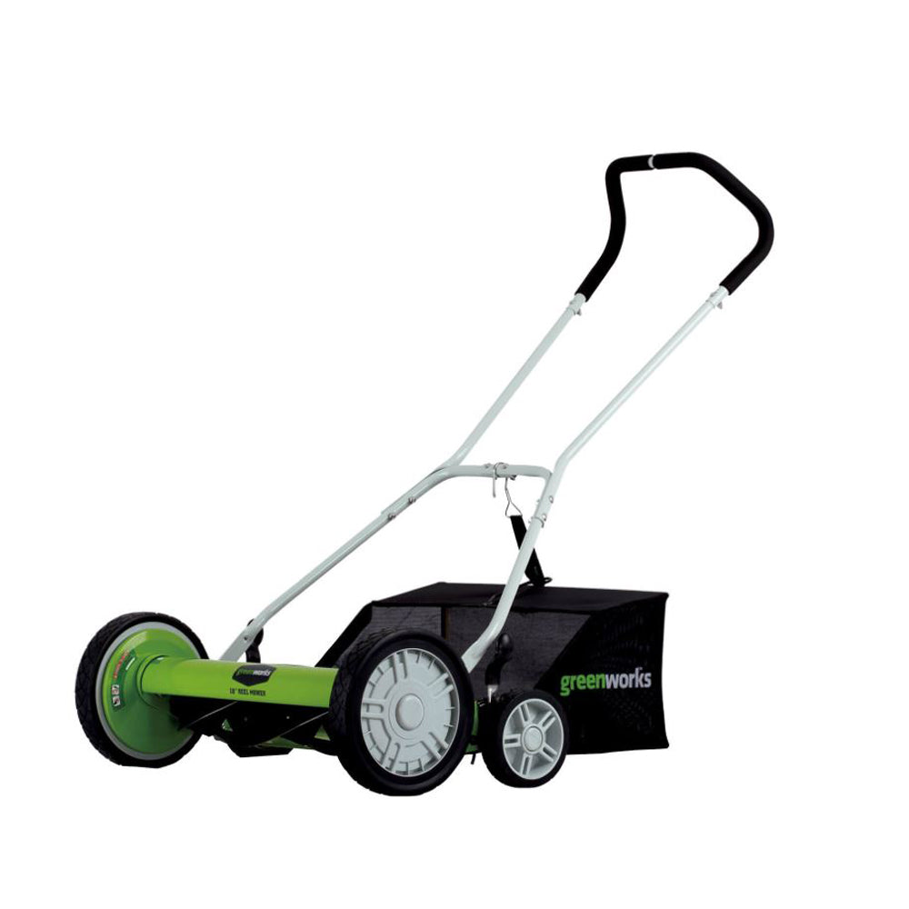 Greenworks 25062 No Gas Contact Free 18 Inch Reel Lawn Mower with Grass Catcher