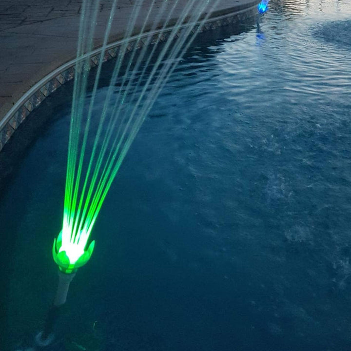 Magic Pool Fountain Water Powered Pool Fountain w/ Multicolor LED Bulb (Used) - VMInnovations