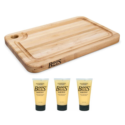 John Boos Block 18 x 12" Maple Wood Cutting Board and Block Board Natural Cream