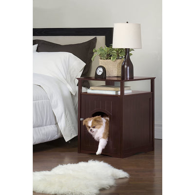 Merry Products Decorative Cat Enclosed Litter Box Washroom Night Stand, Espresso
