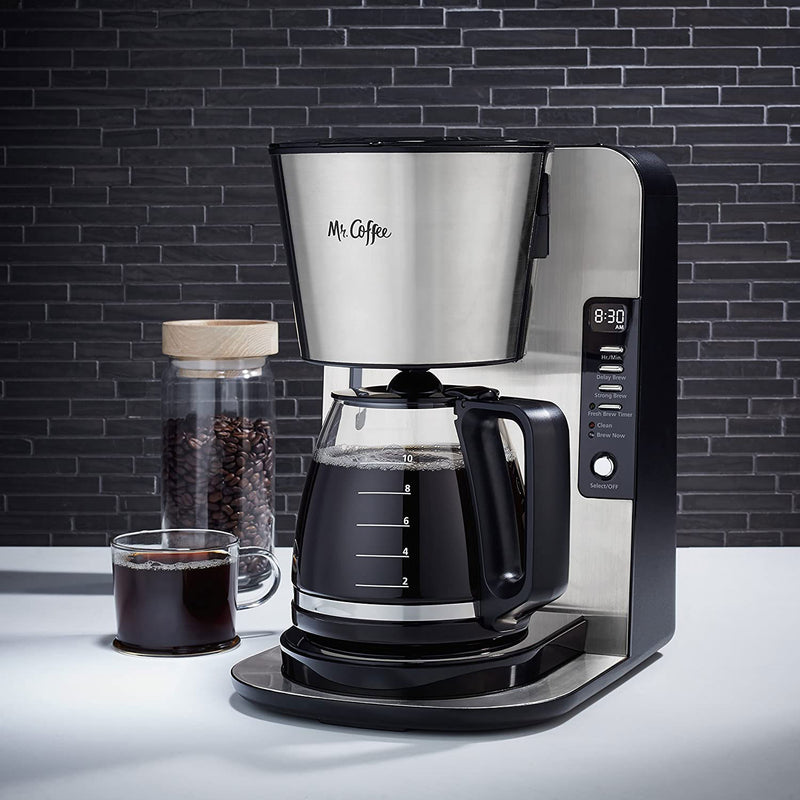 Mr. Coffee 12 Cup Programmable Digital Coffee Maker, Stainless Steel (Open Box)