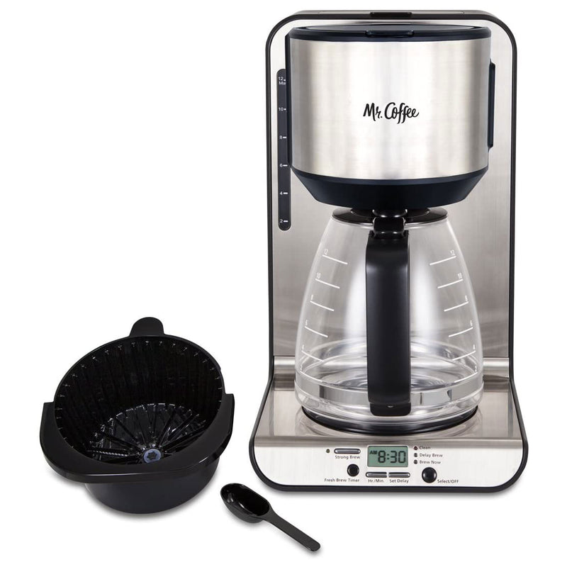 Mr. Coffee 12 Cup Programmable Digital Coffee Maker, Stainless Steel (Open Box)