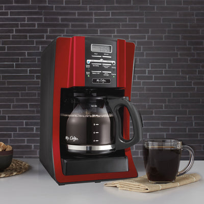 Mr. Coffee Advanced 12 Cup Programmable Digital Coffee Maker, Red (Used)
