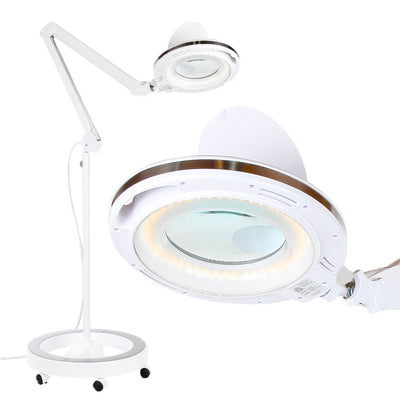 Brightech Pro Rolling Wheel Base 3 Diopter Magnifier Floor Lamp, White (Used)