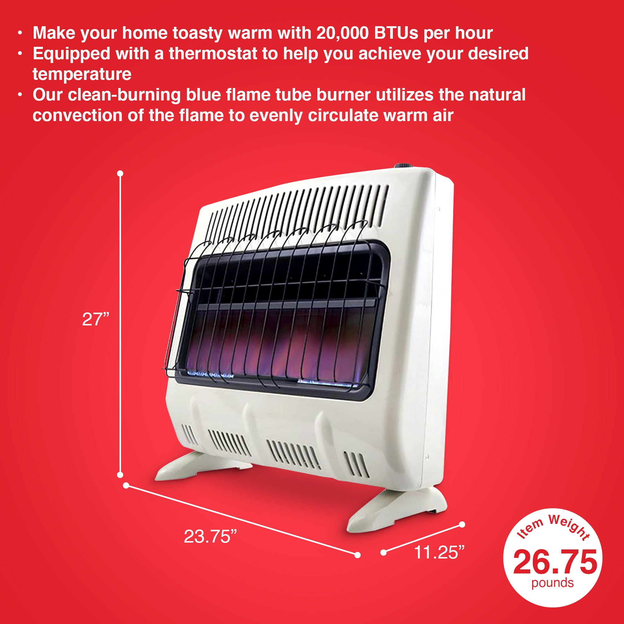 Mr. Heater 20,000 BTU Vent Free Propane Gas Floor/Wall Indoor Heater (Used) - VMInnovations