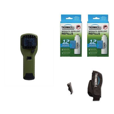 Thermacell MR300G Mosquito Repeller & 12-Hour Refill Pack (2 Pack) & Holster