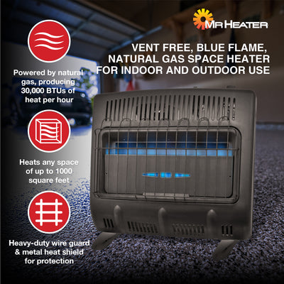 Mr Heater 30000 BTU Vent Free Blue Flame Natural Gas Space Heater (Used)