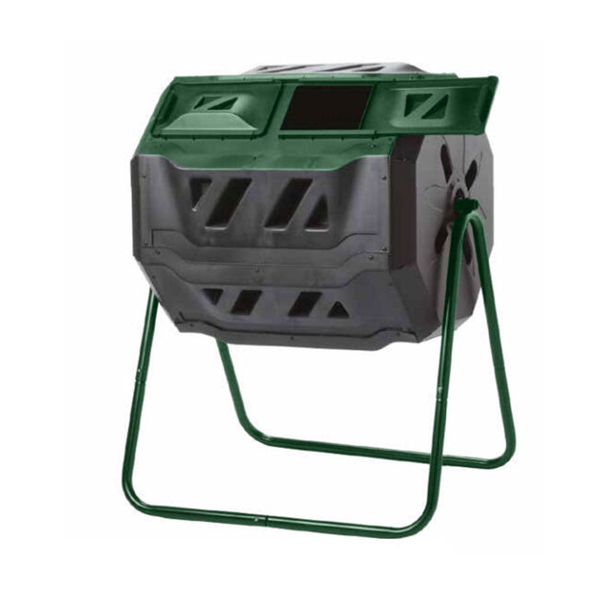 Exaco Trading Mr.Spin Steel Frame Dual Compartment Compost Tumbler (Open Box)