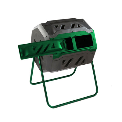 Exaco Trading Mr.Spin Steel Frame Dual Compartment Compost Tumbler (Open Box)