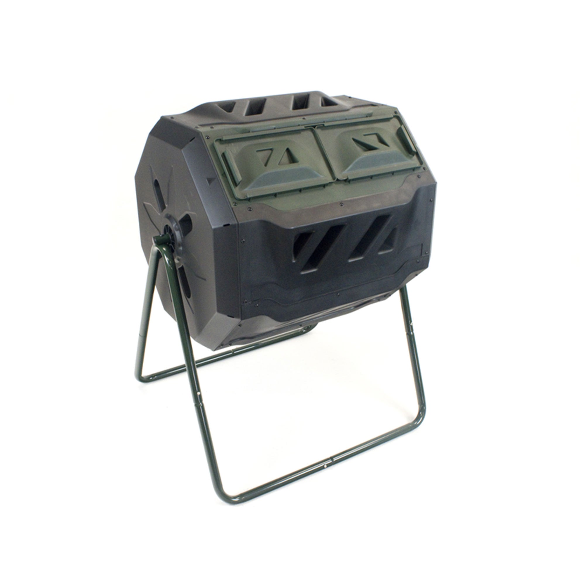 Exaco Trading Mr.Spin Steel Frame Dual Compartment Compost Tumbler (Open Box)
